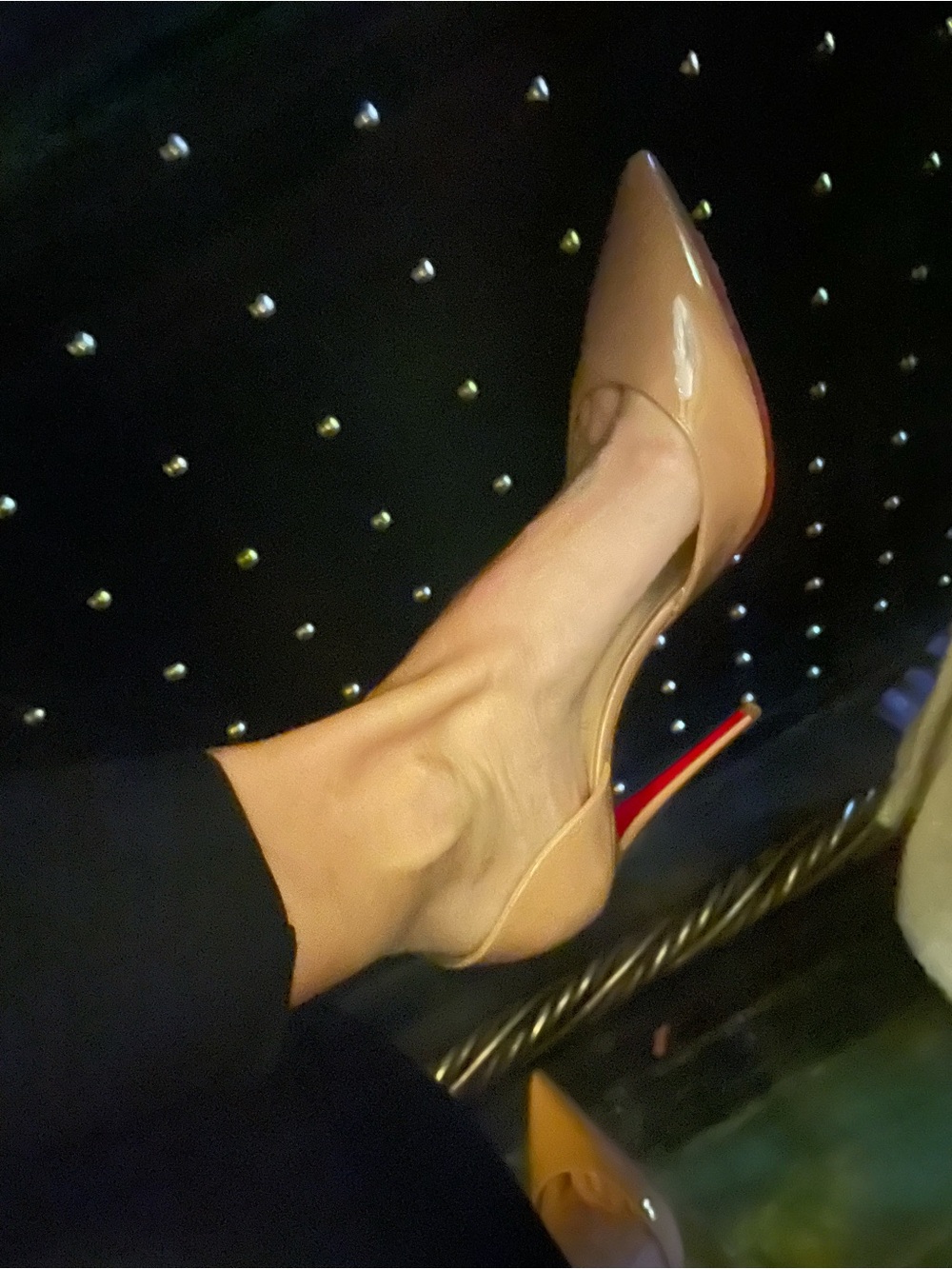 Christian Louboutin Beige Patent Leather Pointed Toe Stiletto